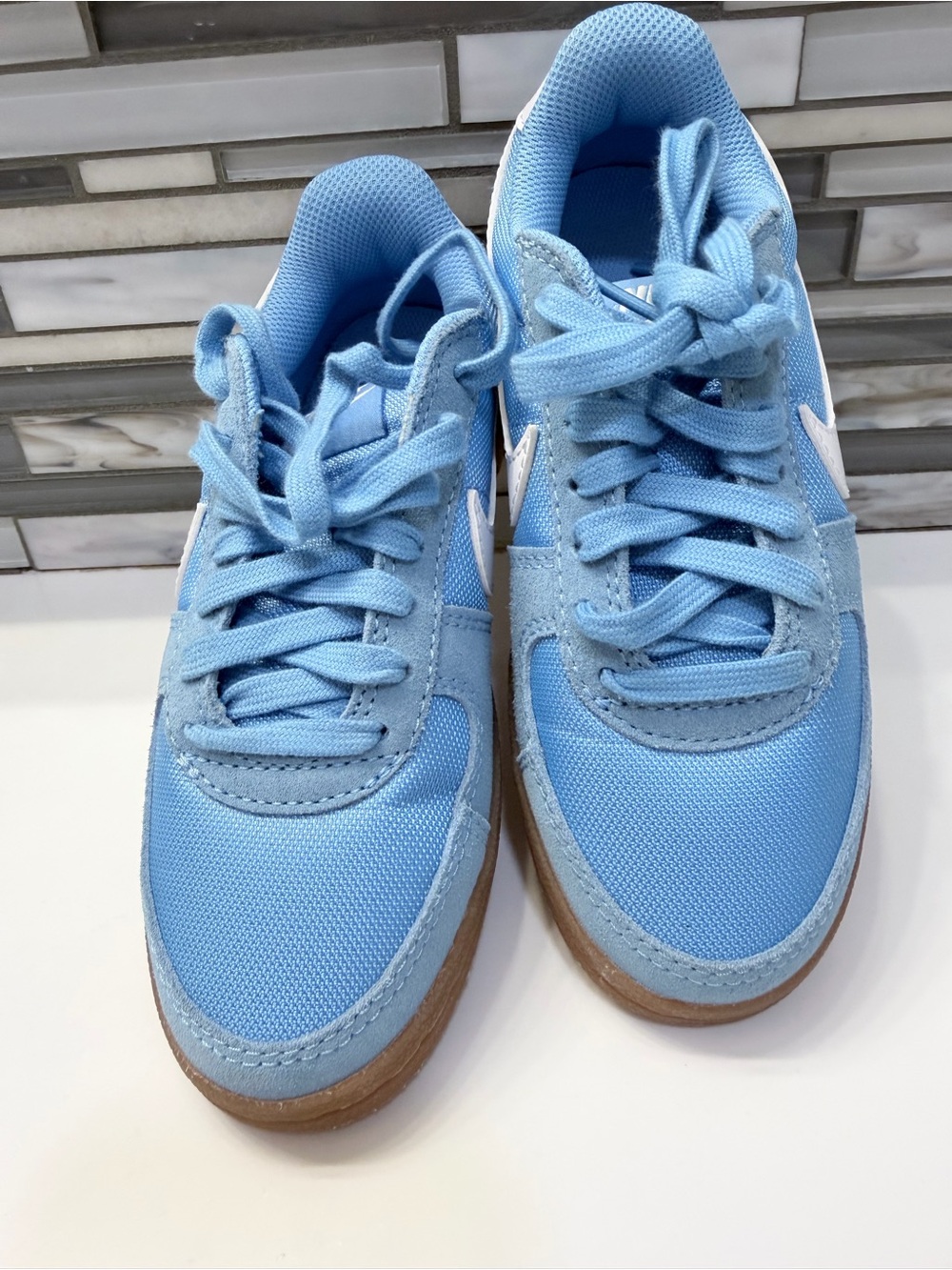 Nike Kids Light Blue Sneakers with Gum Sole